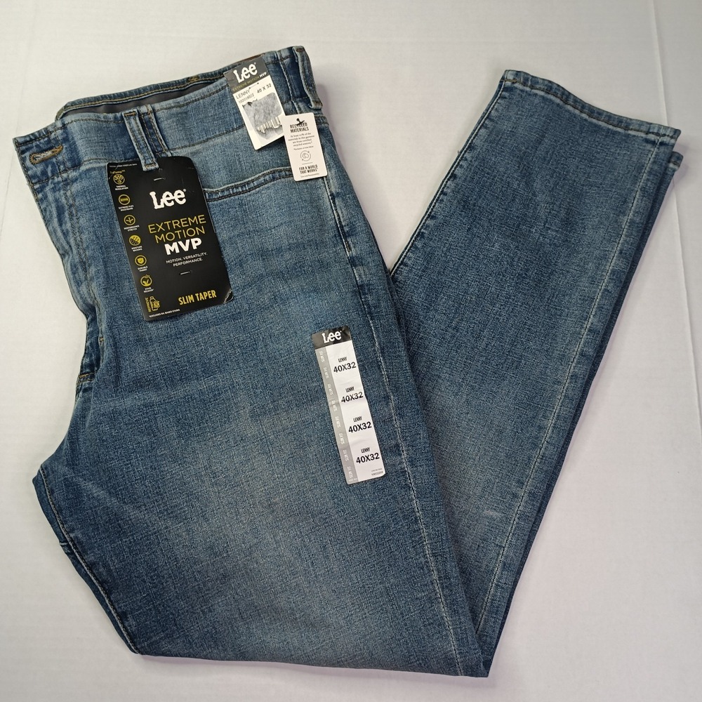 Lee Extreme Motion MVP Slim Taper Jeans Men's Size 40x32 Blue Flex Waistband